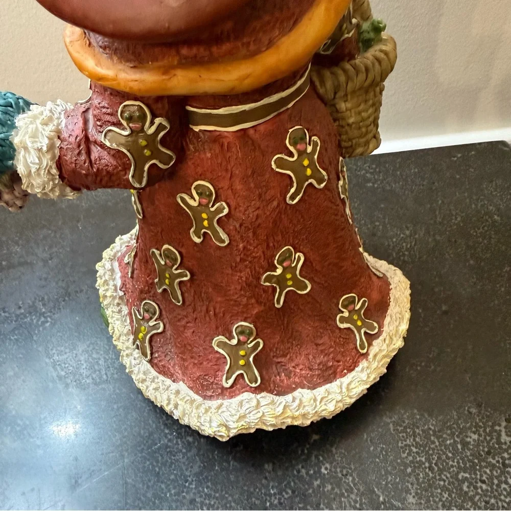 Festive Gingerbread Santa Claus Figurine - Red and Green